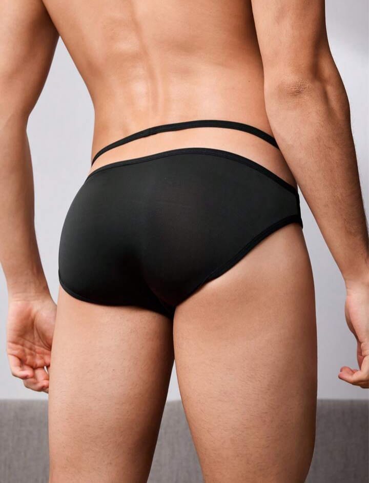 Men's Solid Color Lace Patchwork Underwear